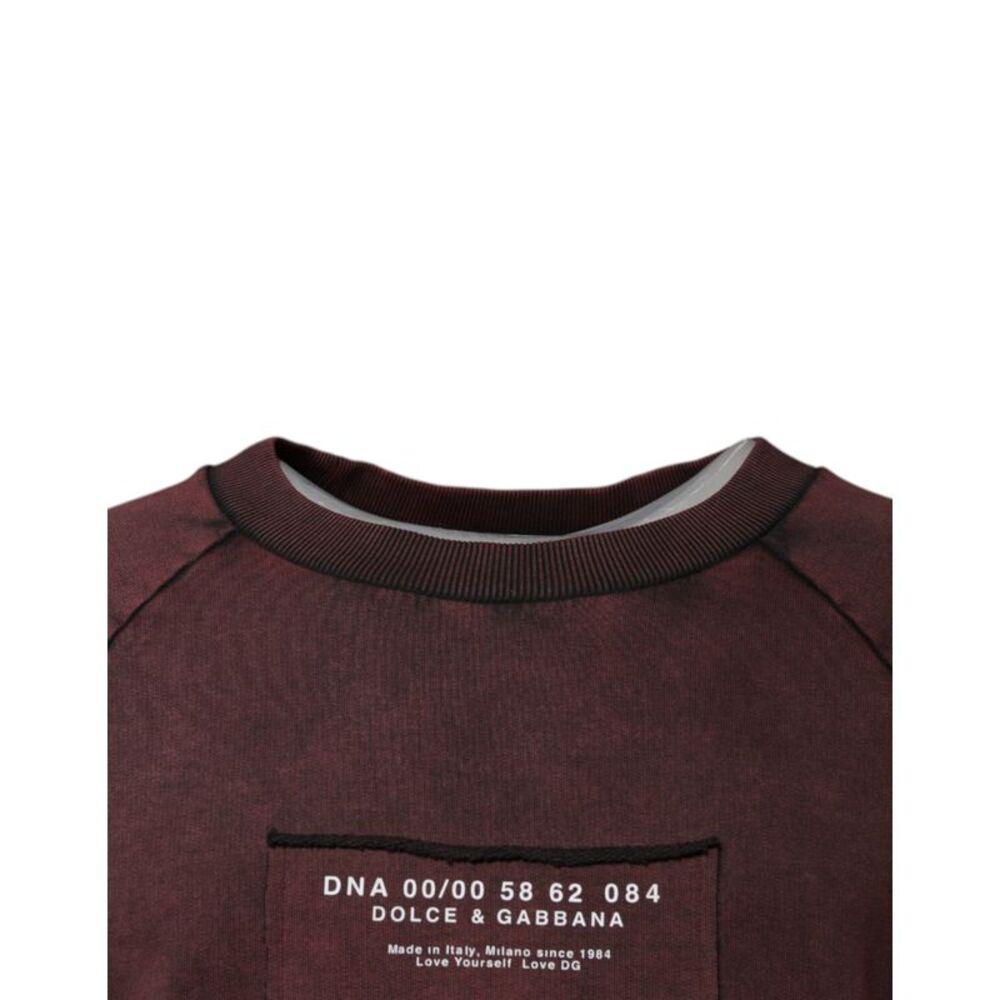 Dolce & Gabbana Brown Logo Cotton Crew Neck Pullover Men's Sweater - Picture 2 of 6